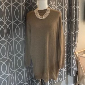 Brown Side Slit Knitted Sweater